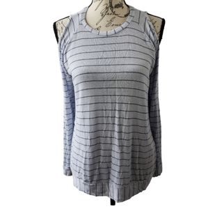 Design Lab by Lord&Taylor Strip Cold Long Sleeve Shoulder Top